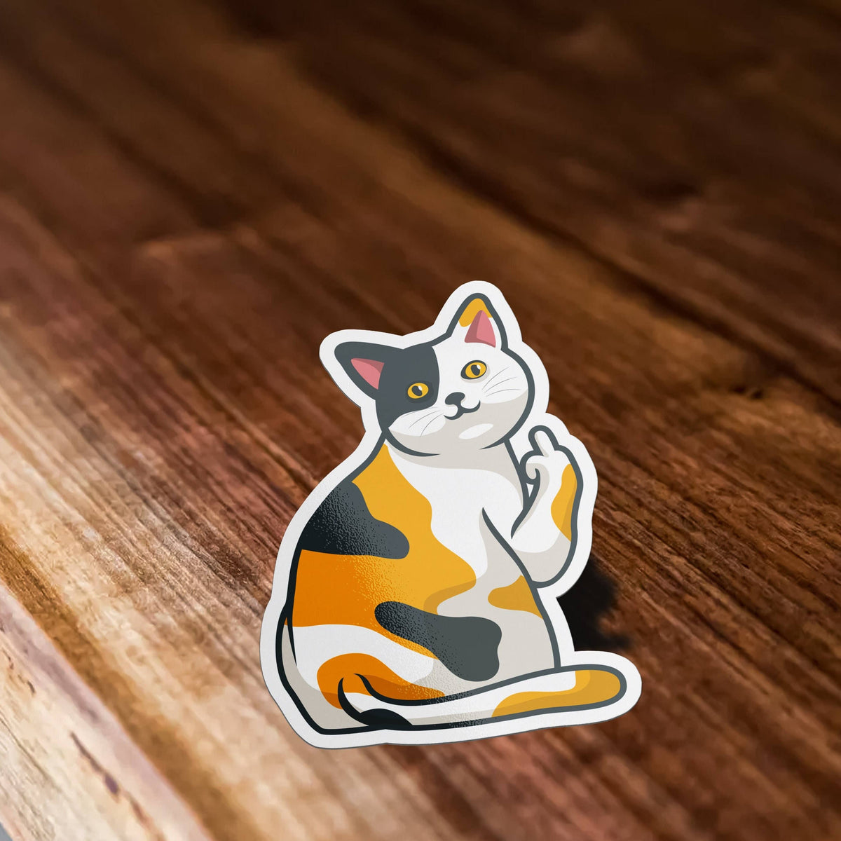 Cat Flipping Off Funny Meme Vinyl Sticker