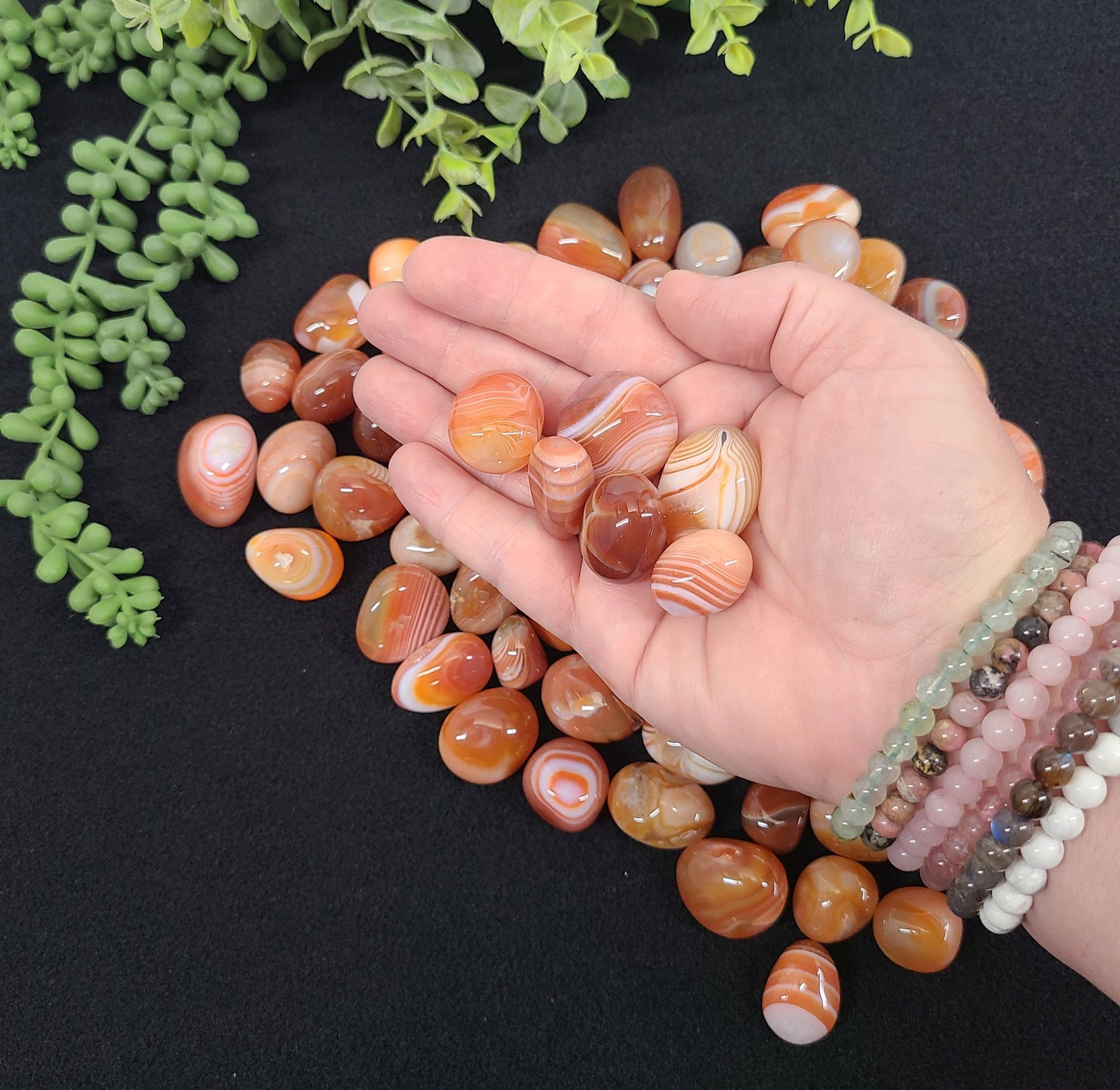 Banded Carnelian Tumbled Stone