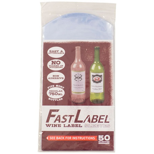 FastLabel wine label sleeves package containing 50 sleeves