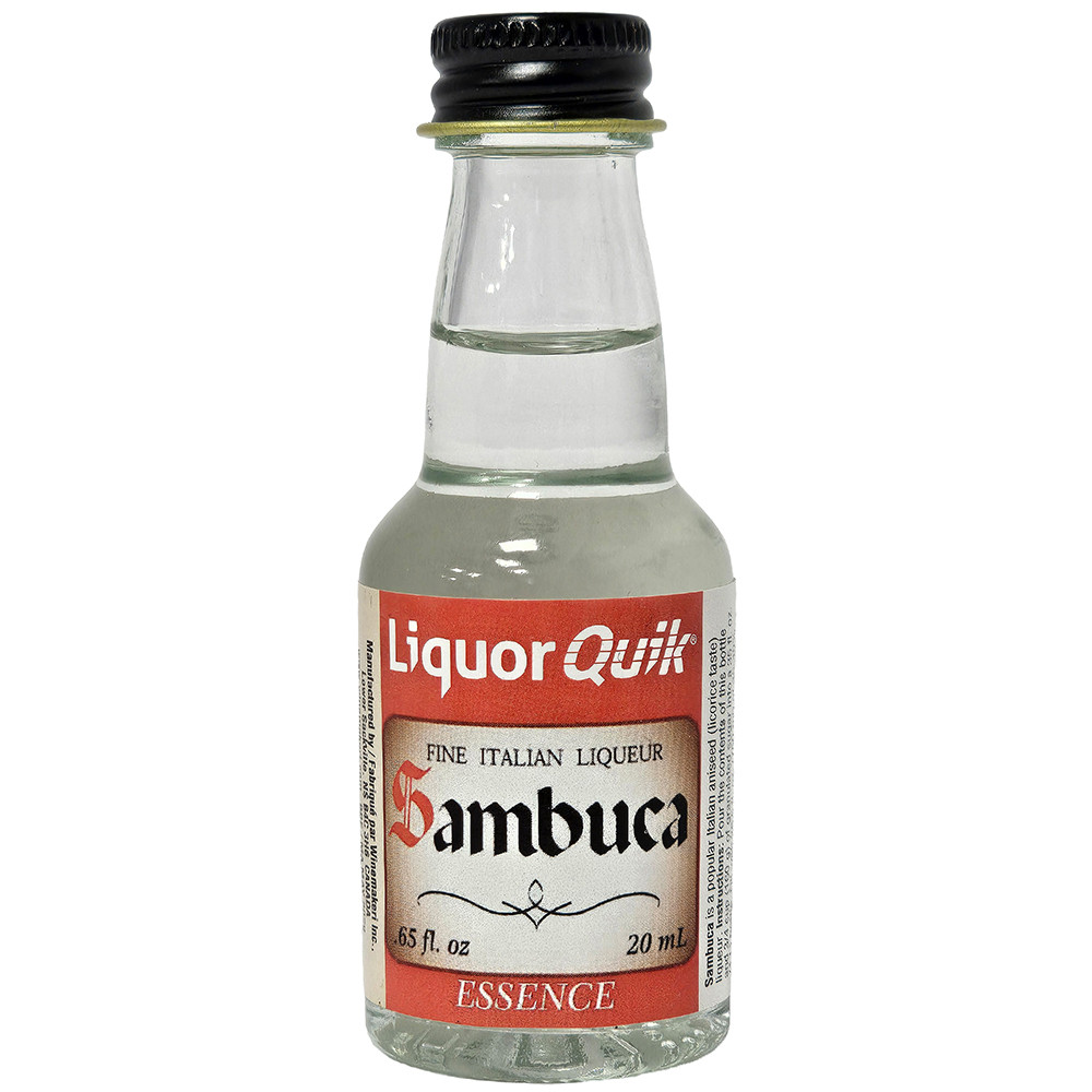 LiquorQuik Sambuca essence 20 ml clear bottle with red label and black cap