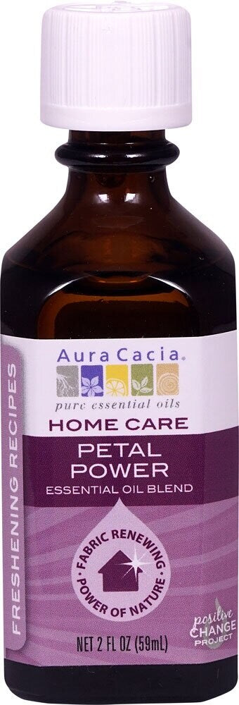 Aura Cacia Petal Power Essential Oil Blend 2 fl oz, labeled bottle.