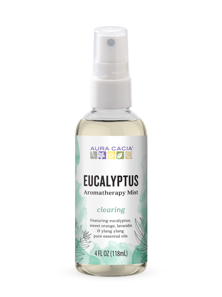 Aura Cacia Eucalyptus Aromatherapy Mist 4 fl oz, labeled bottle.