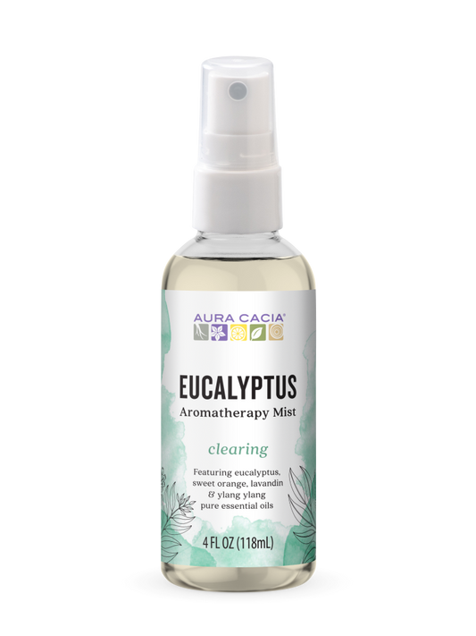 Aura Cacia Eucalyptus Aromatherapy Mist 4 fl oz, labeled bottle.