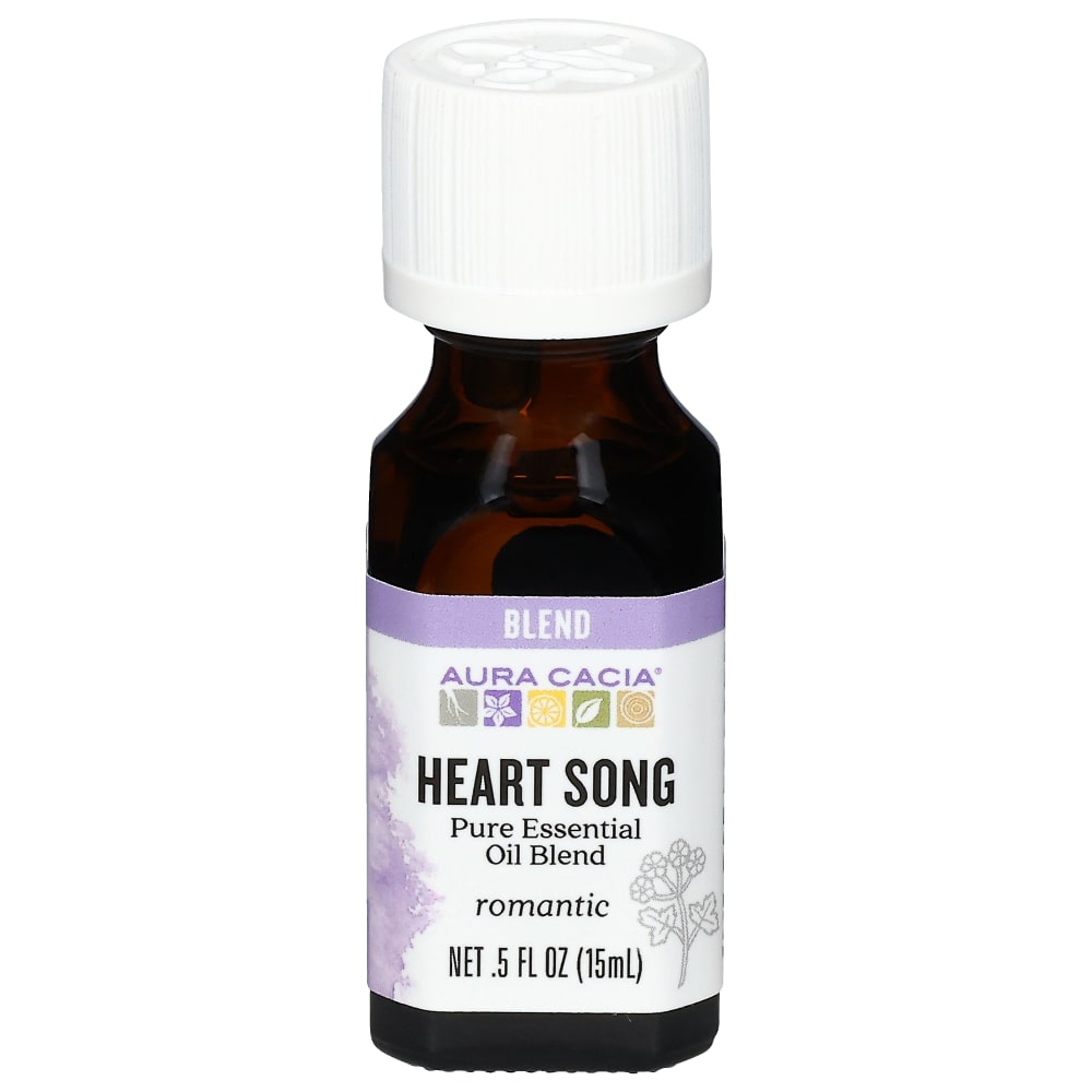 Aura Cacia Heart Song Essential Oil Blend 0.5 fl oz, labeled bottle.