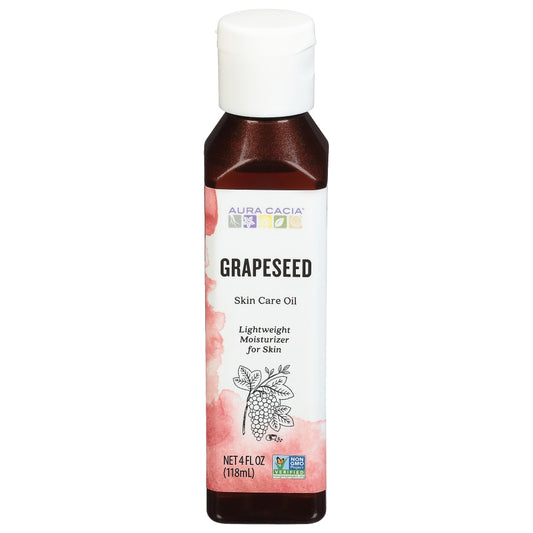 Aura Cacia Grapeseed Skin Care Oil 4 fl oz, labeled bottle.