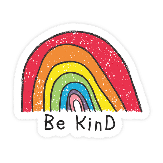 Be Kind Hand Drawn Cute Rainbow Waterproof Vinyl Sticker For Hydro Flask UV Proof
