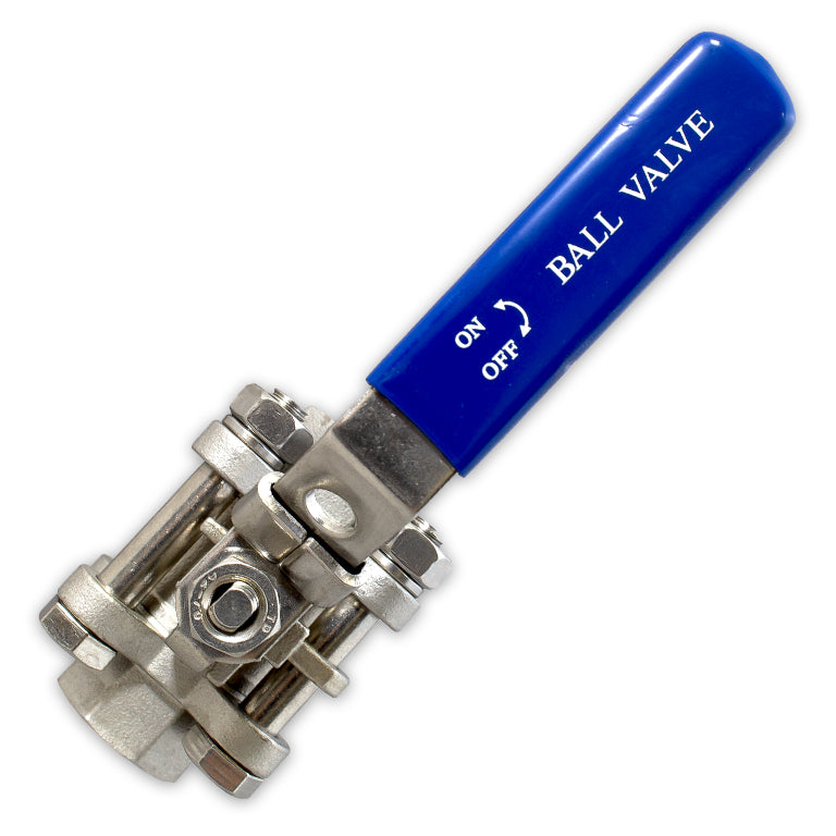 SS 3-Piece Ball Valve 1/2 NPT