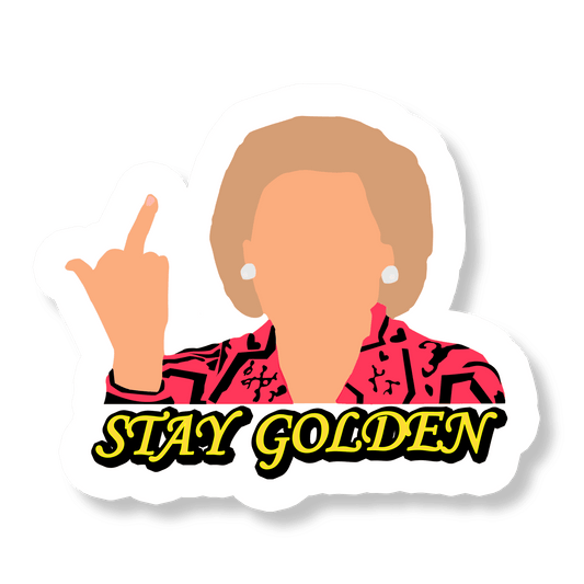 Betty White Sticker, Stay Golden Sticker The Golden Girls Middle Finger, Meme Sticker. Waterproof Vinyl Sticker for Laptop, Waterbottle, Car