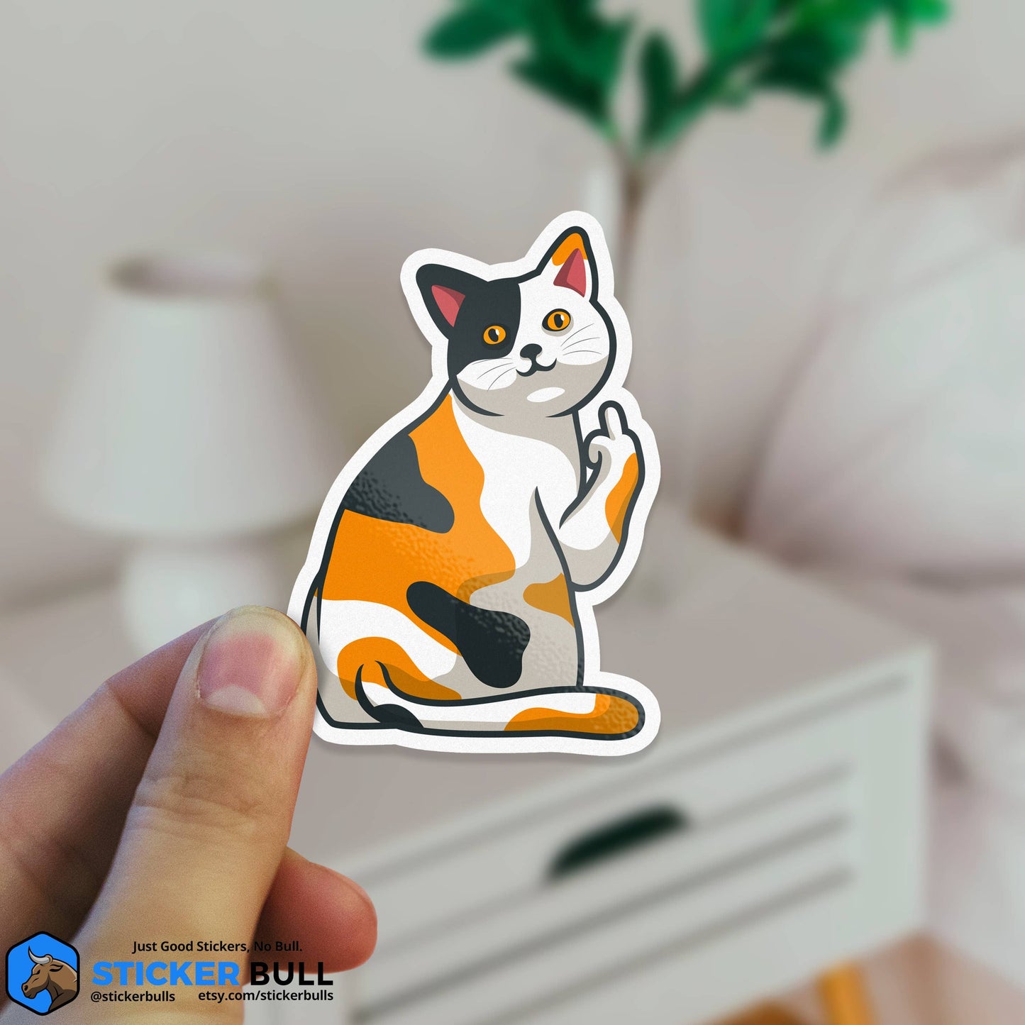 Cat Flipping Off Sticker, Funny Meme Sticker, Cat Mom, Cat Sticker, Waterproof Vinyl Sticker for Water Bottle, Hydroflask, Laptop