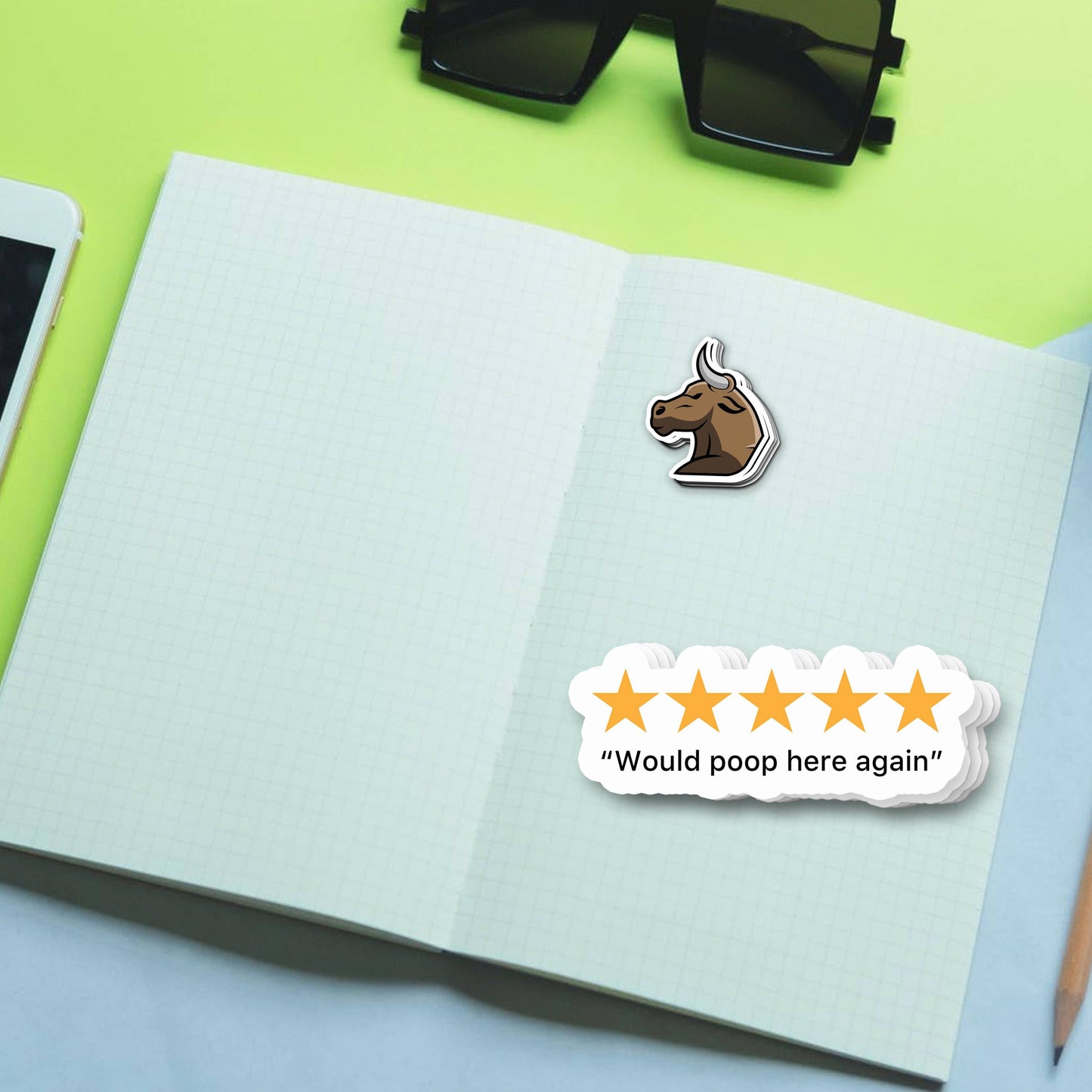 5 Star Poop Sticker, Poop Review Sticker, Funny Restroom Sticker, Funny Waterproof Sticker Weatherproof Sticker