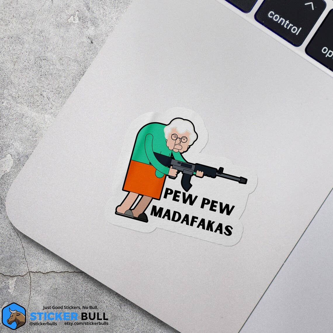 Pew Pew Madafakas Thug Granny Sticker, Waterproof Vinyl