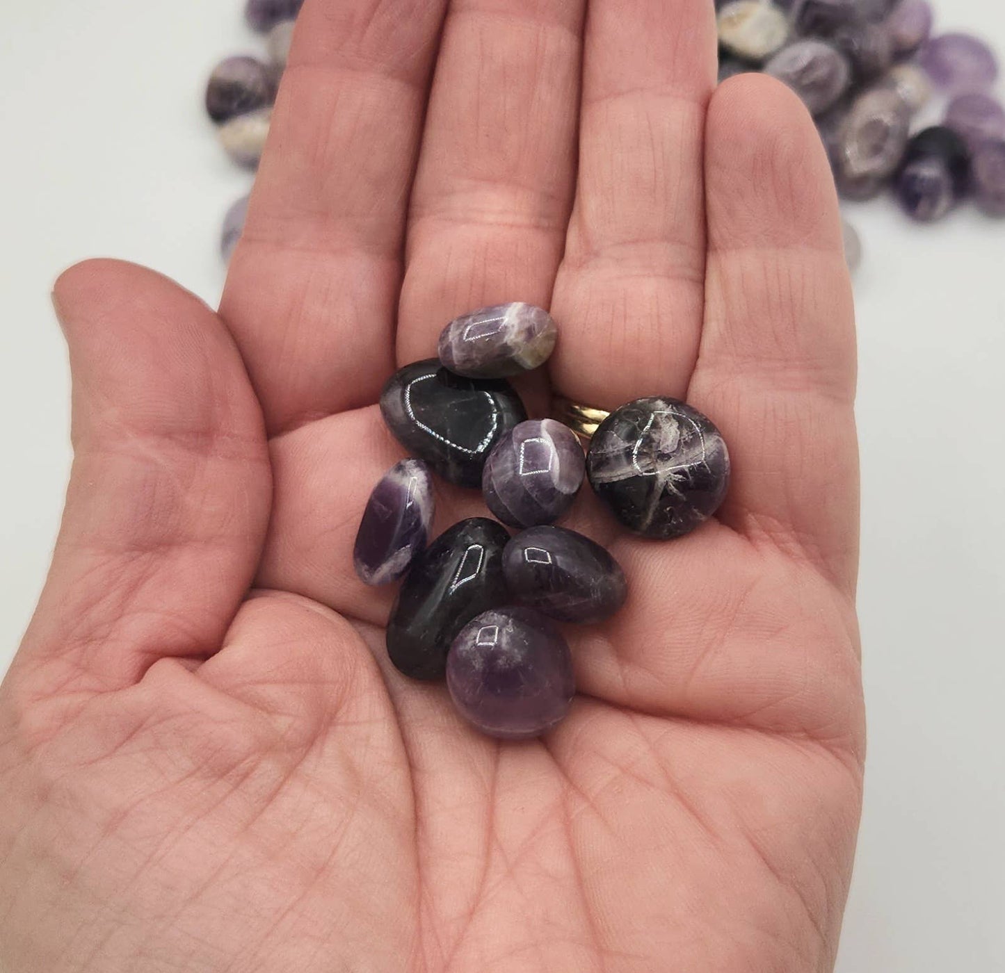 Chevron Amethyst Tumbled Stone