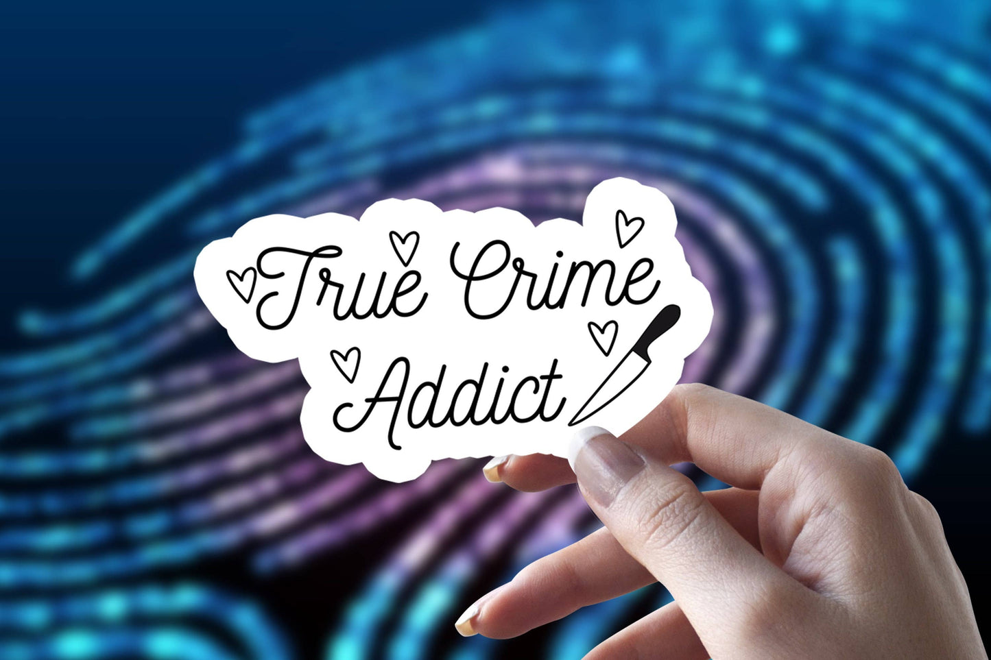 True Crime Sticker, True Crime Addict Sticker, True Crime Lover, Meme Sticker, Funny Waterproof Vinyl Sticker for Laptop, Car, Hydroflask