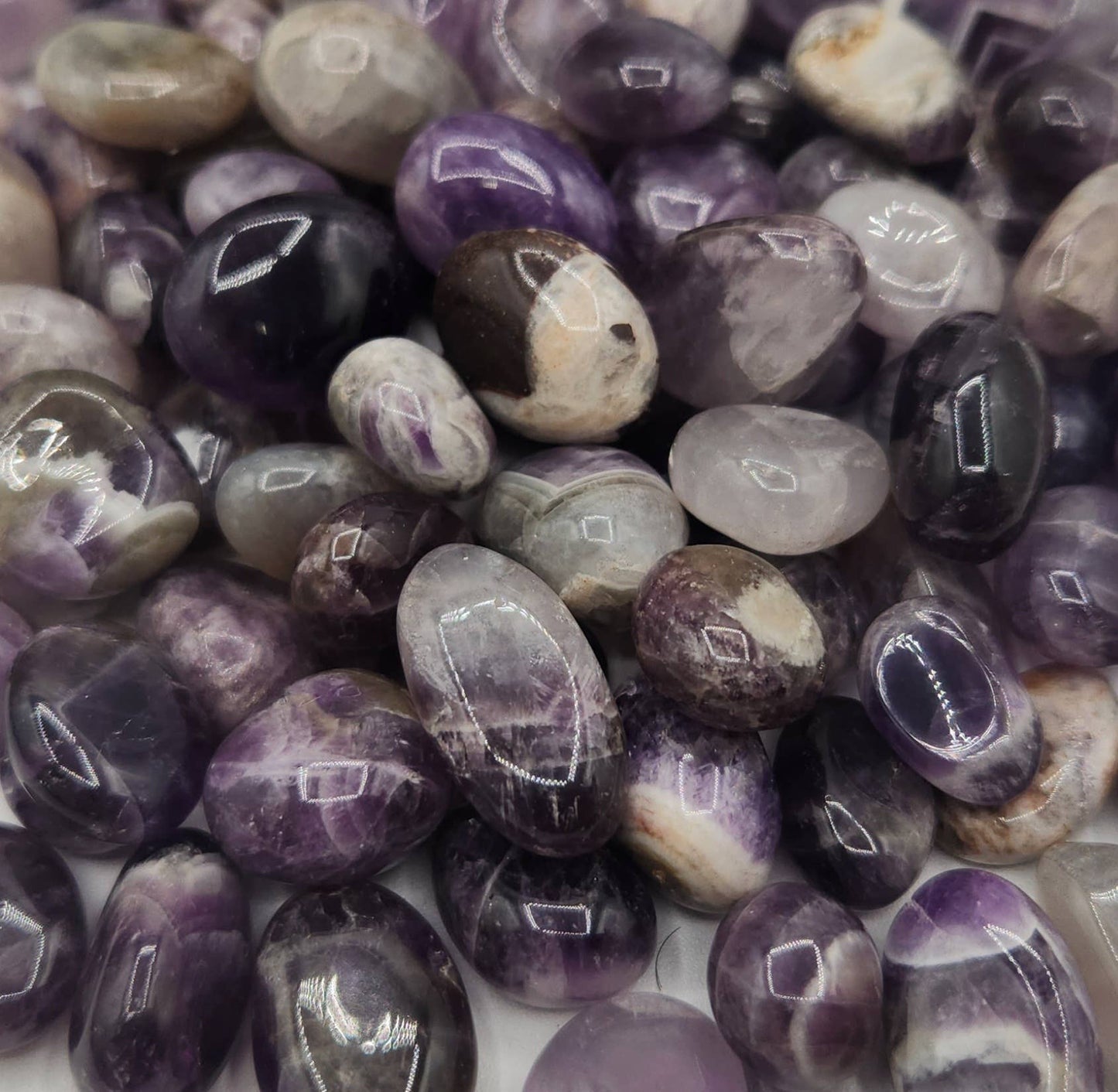 Chevron Amethyst Tumbled Stone