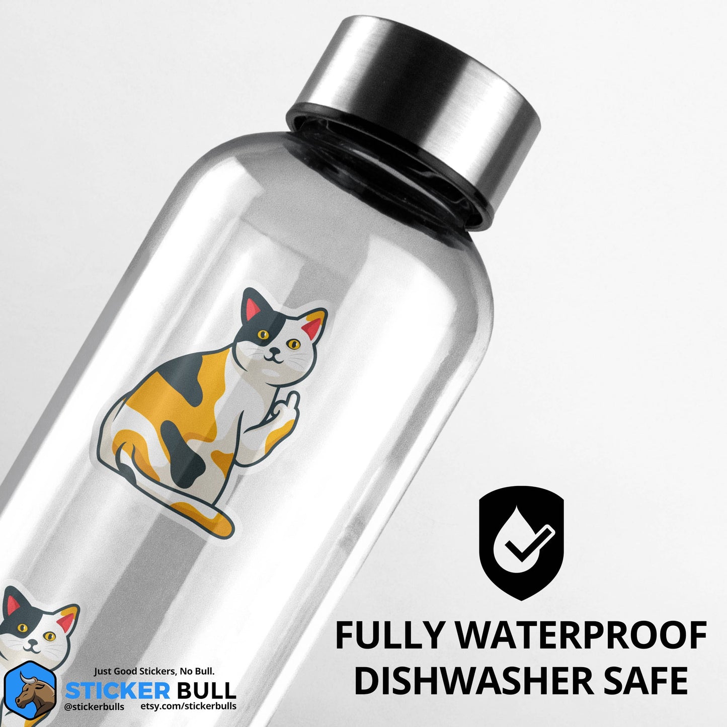 Cat Flipping Off Sticker, Funny Meme Sticker, Cat Mom, Cat Sticker, Waterproof Vinyl Sticker for Water Bottle, Hydroflask, Laptop