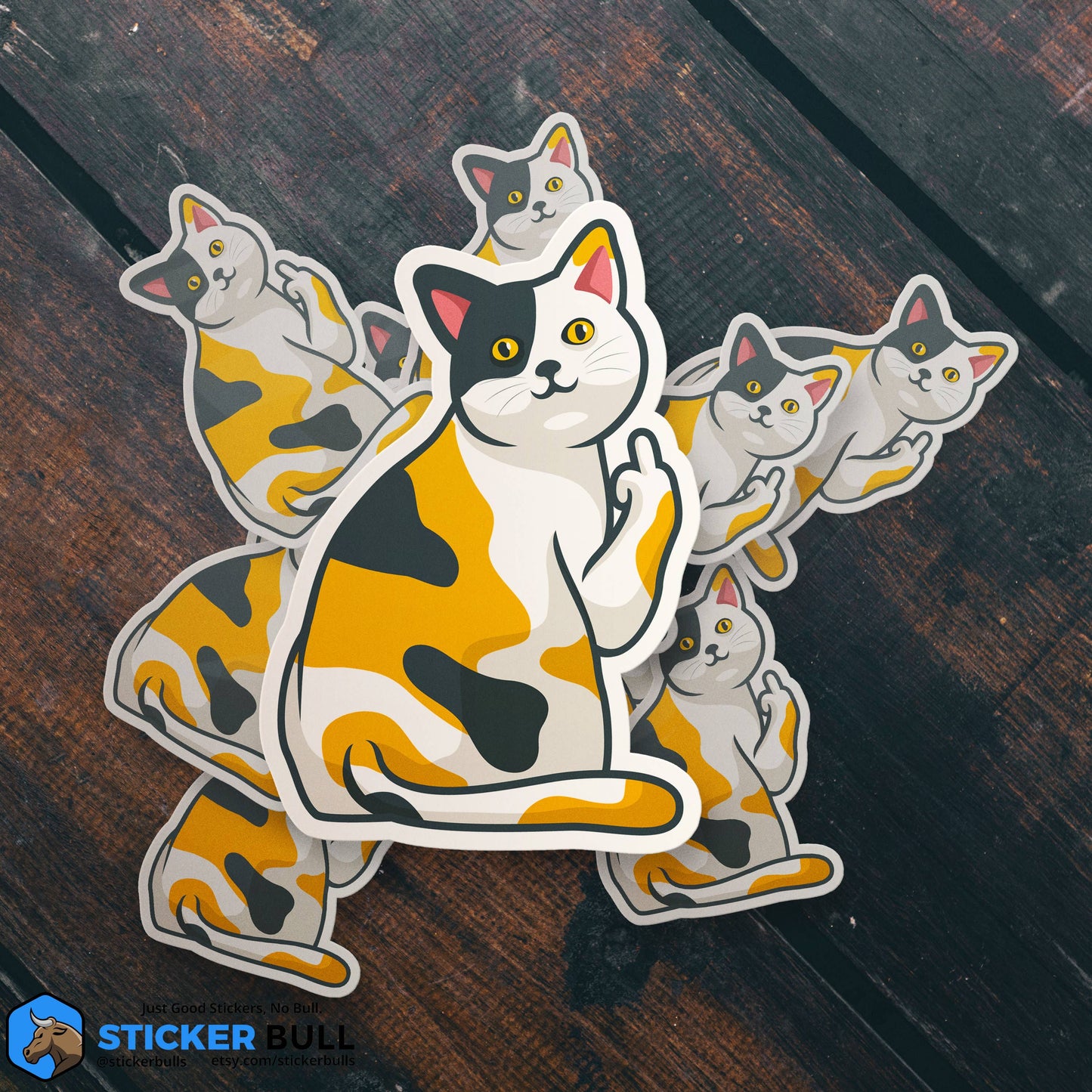 Cat Flipping Off Sticker, Funny Meme Sticker, Cat Mom, Cat Sticker, Waterproof Vinyl Sticker for Water Bottle, Hydroflask, Laptop