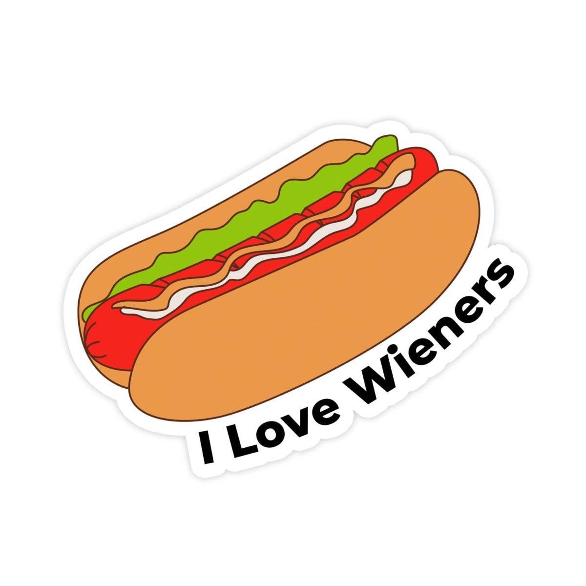 I Love Wieners Sticker, Hot Dog Sticker, Meme Sticker, Waterproof Vinyl Sticker Decal for Laptop Waterbottle and, Car