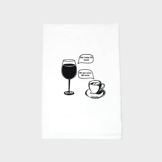 Wine vs Coffee Tea Towel
