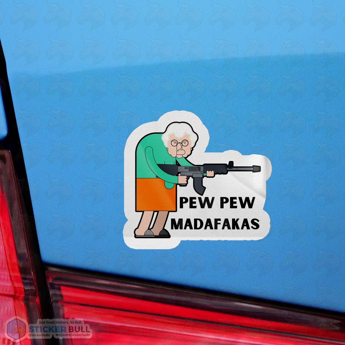 Pew Pew Madafakas Thug Granny Sticker, Waterproof Vinyl