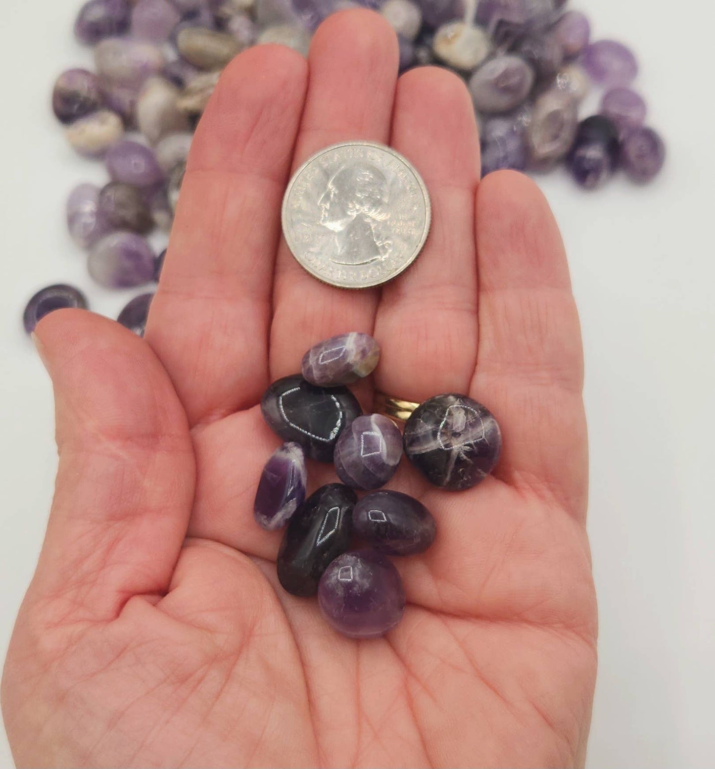 Chevron Amethyst Tumbled Stone