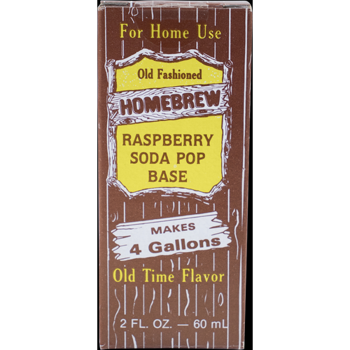 Rainbow Flavors Raspberry Soda Pop Base 2 fl oz package labeled makes 4 gallons