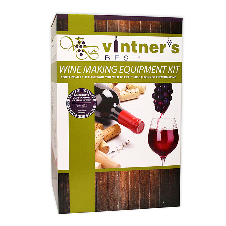 Vintner’s Best wine making equipment kit box with green and white packaging