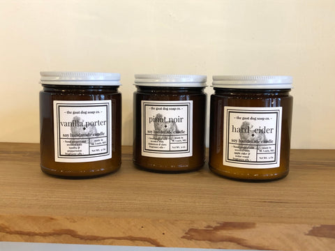 The Goat Dog Soap Co. Beer and Wine Woodwick Candles
