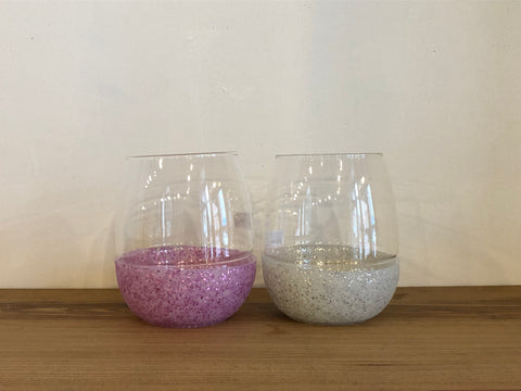 Glitter Silicone Wrapped Stemless Wine Glasses
